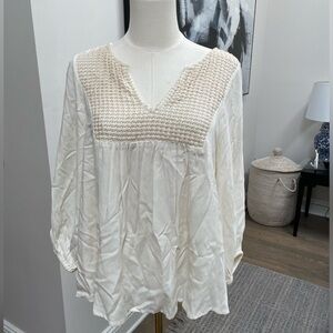 ELLA MOSS Flowy Crochet Boho Blouse Sz S